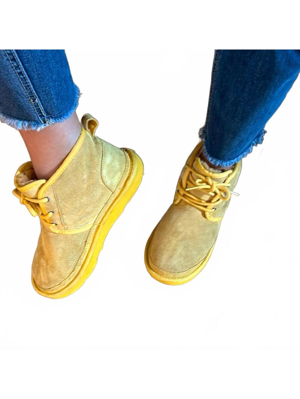 UGG Yellow Suede Neumel Boots | Ladies Size EU 37 / US 5 UK 4 *Dirty* MSRP $140